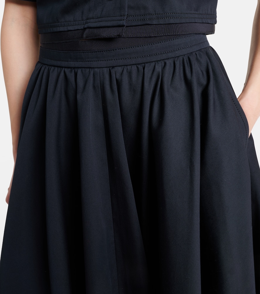 Pleated cotton midi skirt