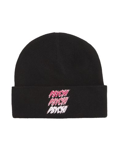 Psych! Embroidered Recycled Wool Beanie Hat Black Size ONESIZE Recycled wool