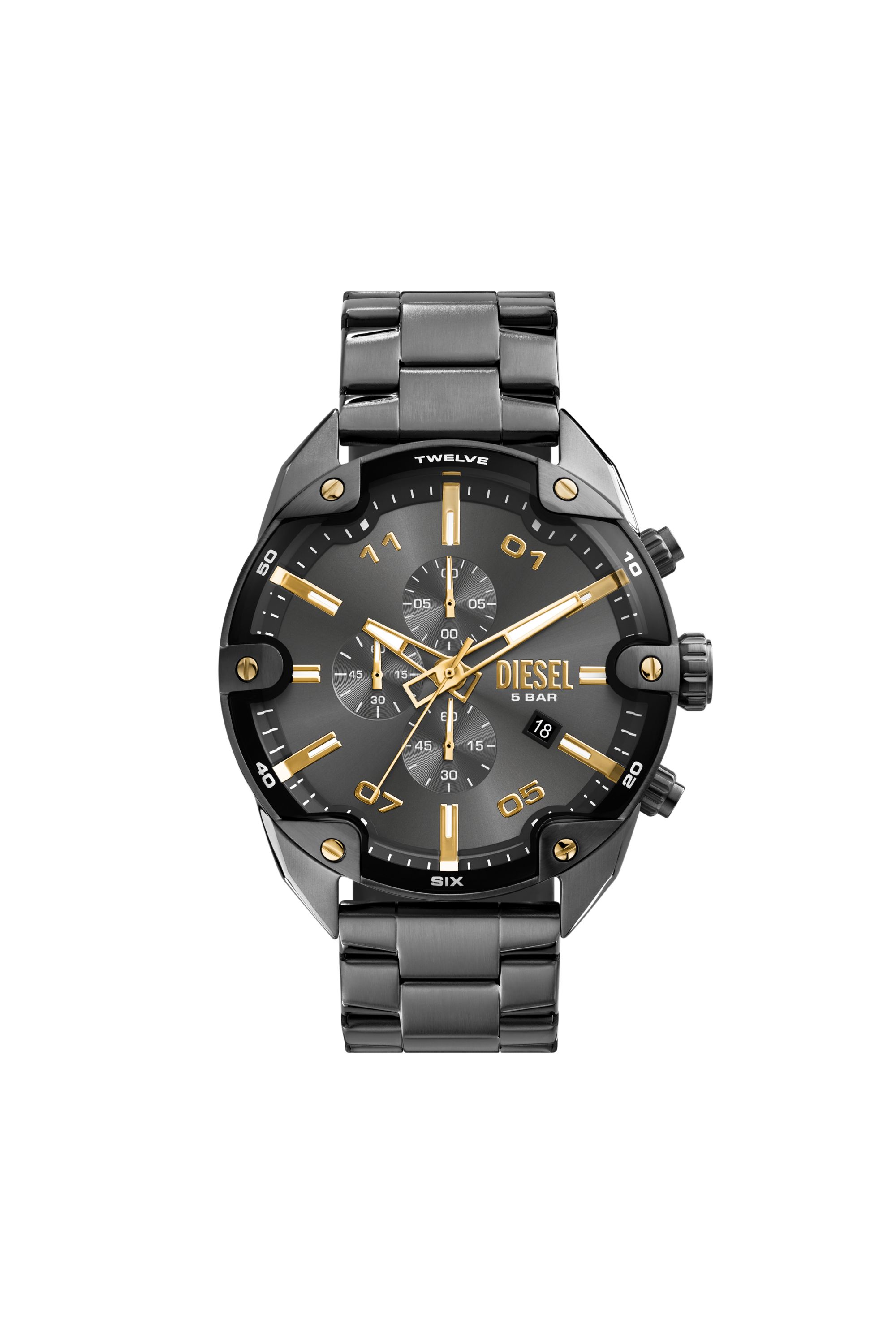 Diesel - Spiked Armbanduhr aus zweifarbigem Edelstahl - Uhren - Herren - Grau