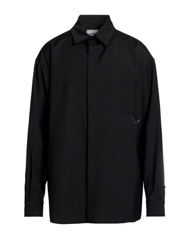 Man Shirt Black Size L Polyester, Wool, Elastane