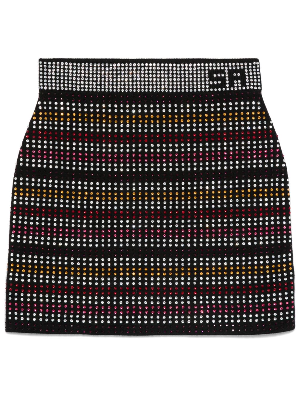 Rhinestone striped mini skirt - Black