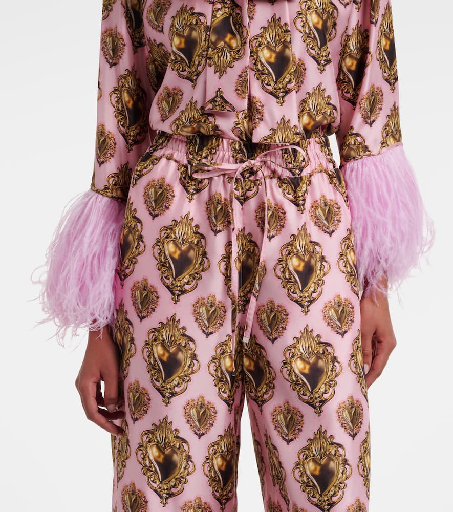 Printed high-rise silk palazzo pants