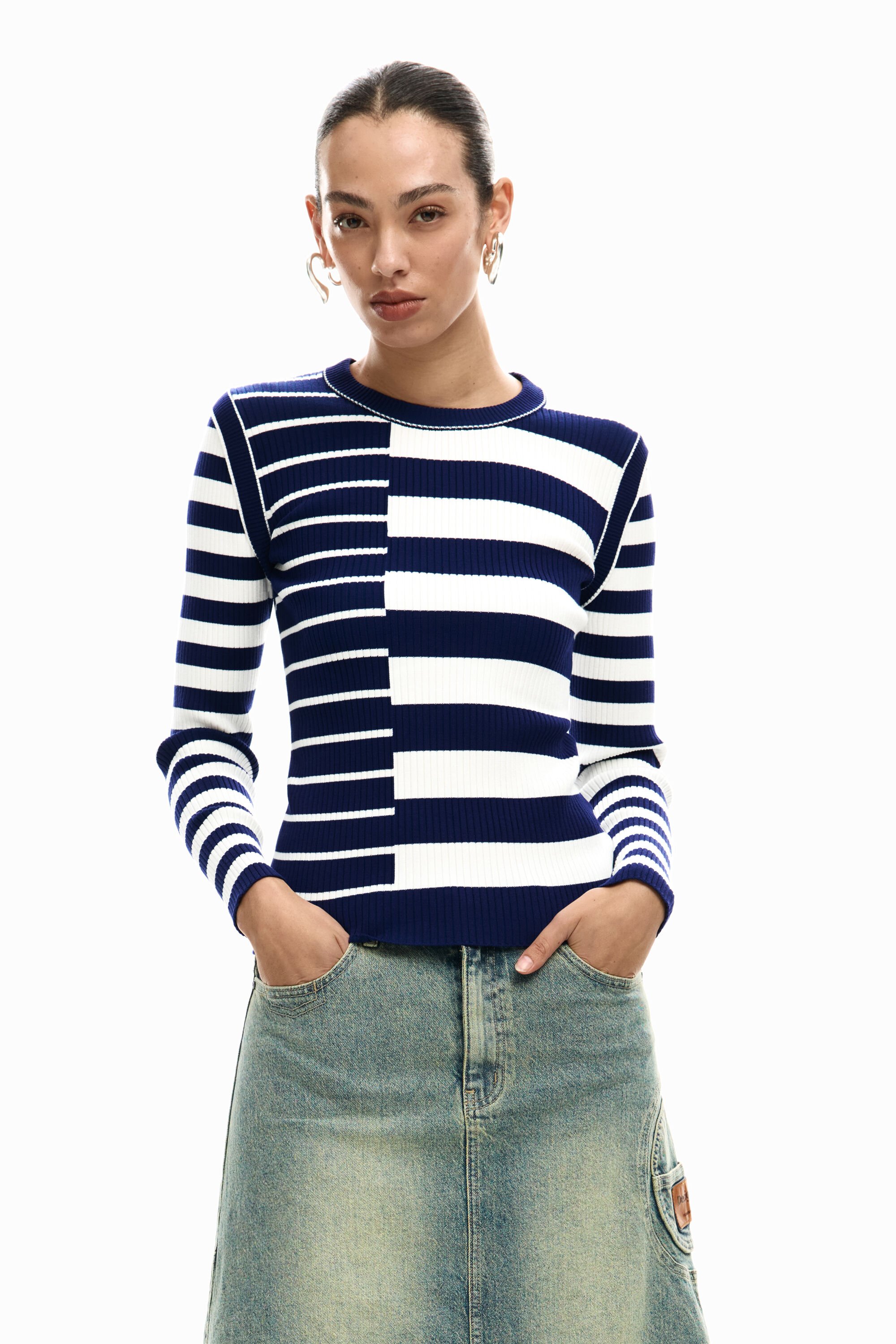 Ribbed striped sweater
