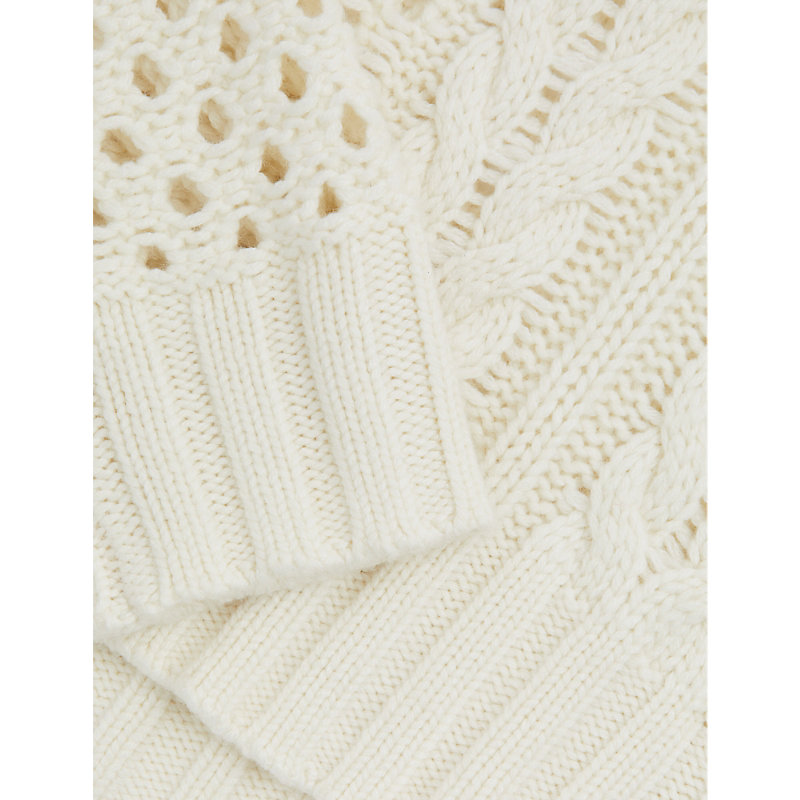 Womens Ivory Marie Boxy-fit Cable-knit Wool and Cashmere-blend Jumper