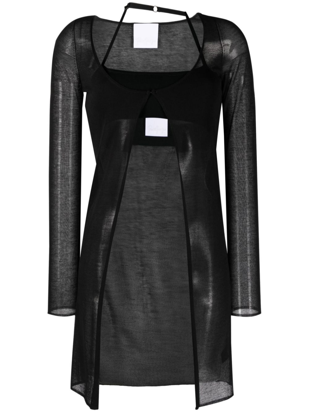 Cut-out semi-sheer top - Black