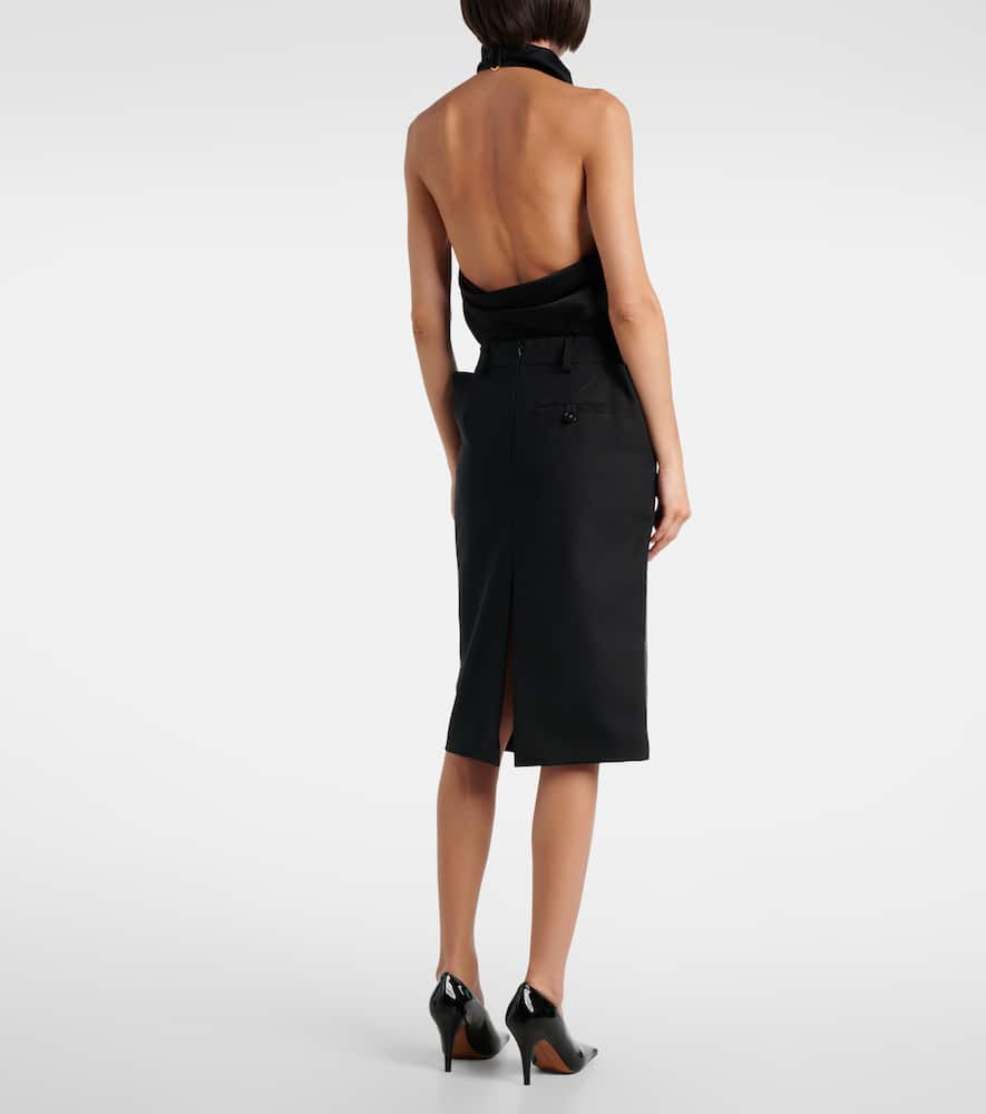 Snake-effect midi skirt