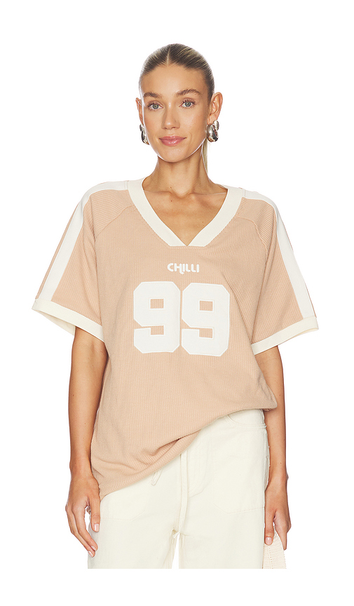 Araminta James Chilli 99 Waffle Tee in Nude. S. Also in XS, M