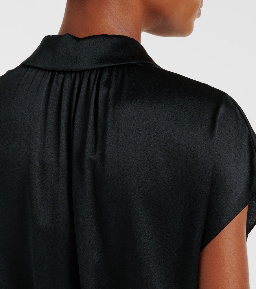 Ruched silk satin top