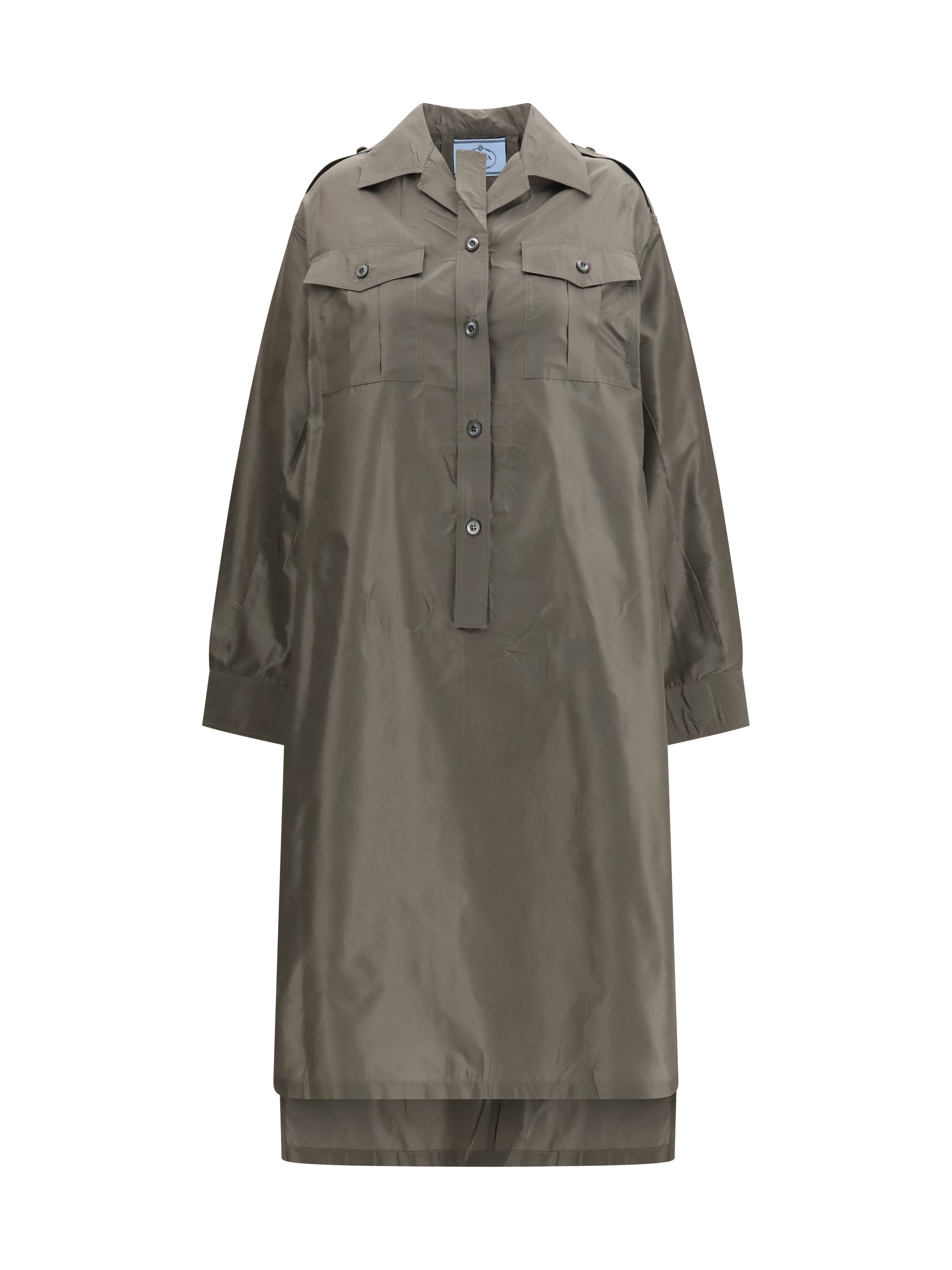 Taffeta Shirt Dress — Gray