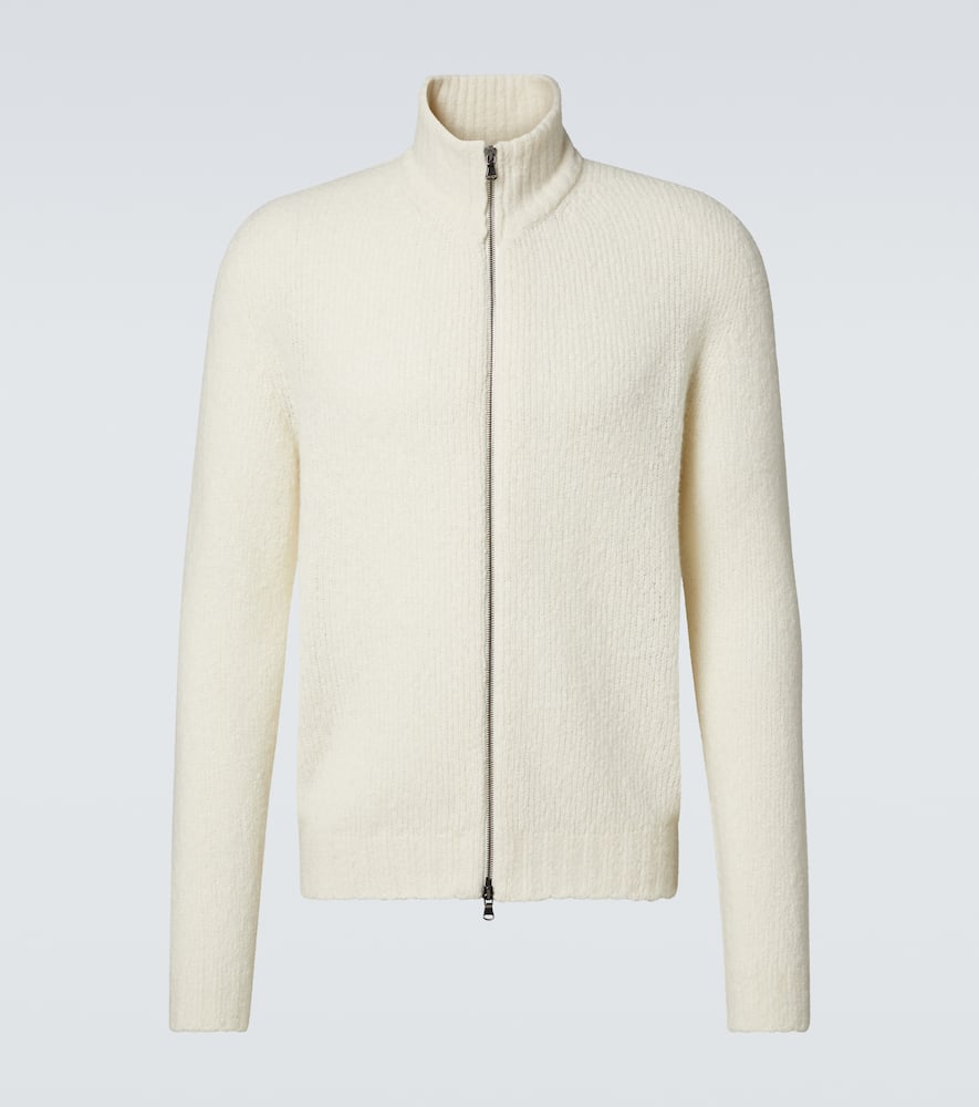Wool and cashmere-blend zip-up sweater