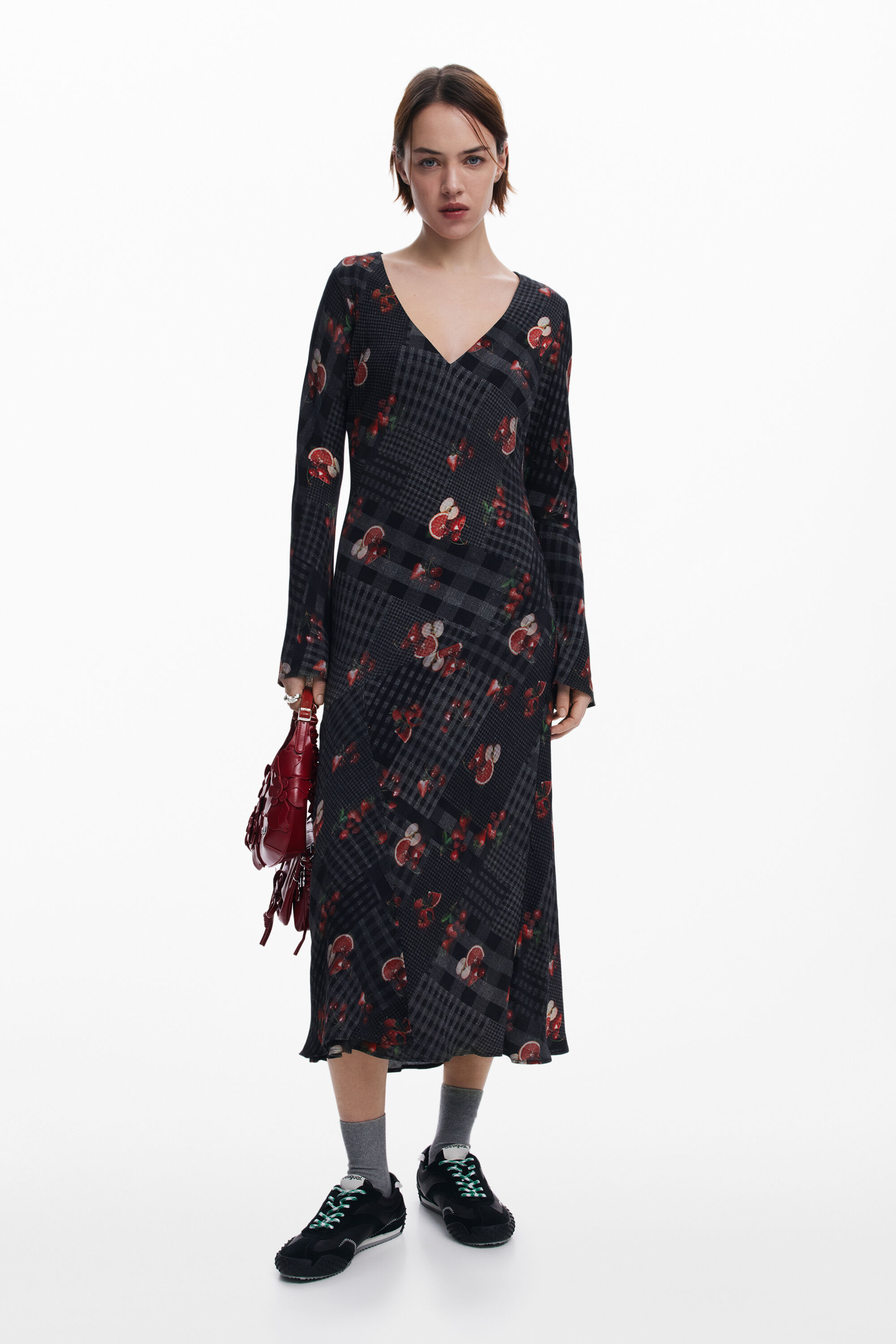 Midi dress with checks
