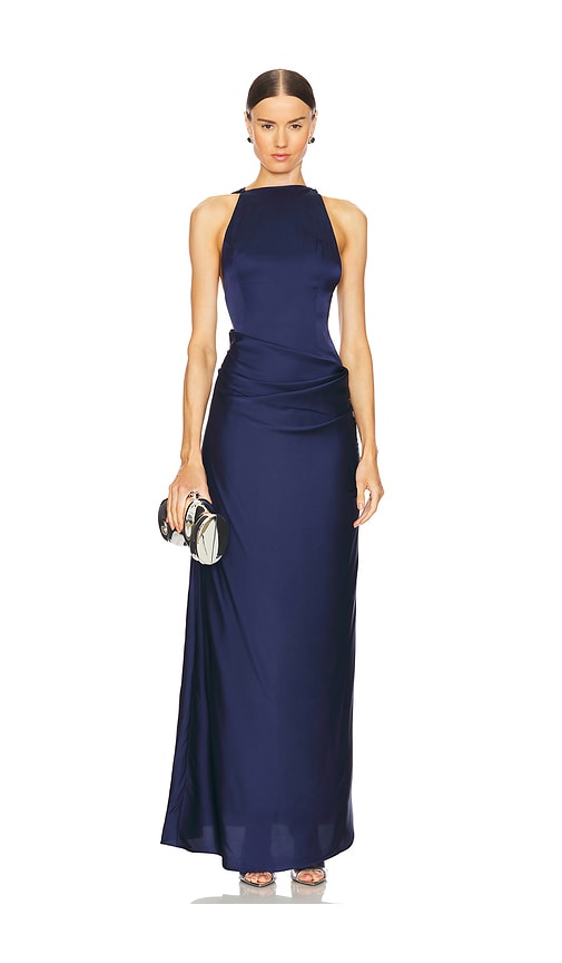 Ceren Ocak Satin Dress in Navy.  S. Also in