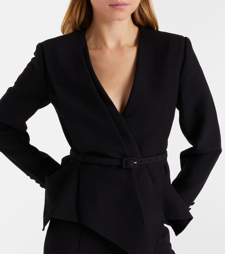 Asymmetric draped crêpe blazer