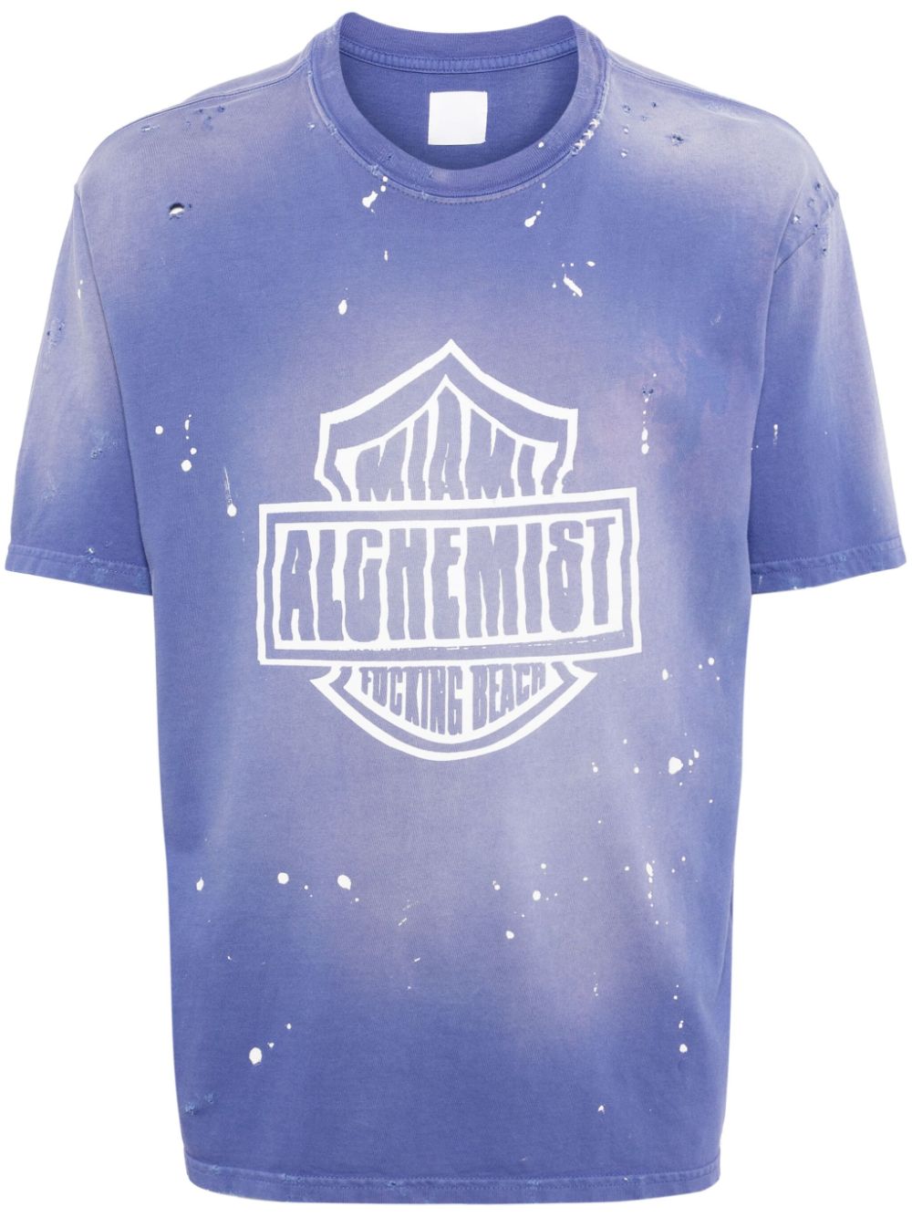 Hugh splatter-detail T-shirt - Blue