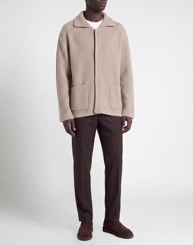 Man Cardigan Sand Size 40 Wool, Cashmere