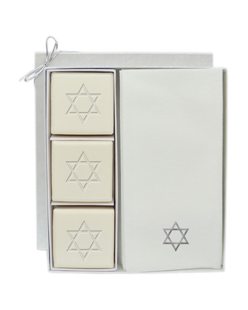 Star Of David 3Pc Soap With 12 Silver Embossed Towels