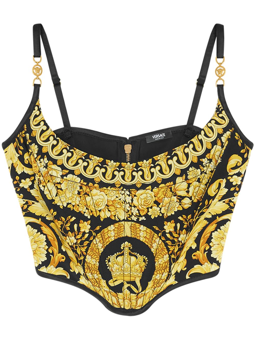 Barocco-print corset top - Black