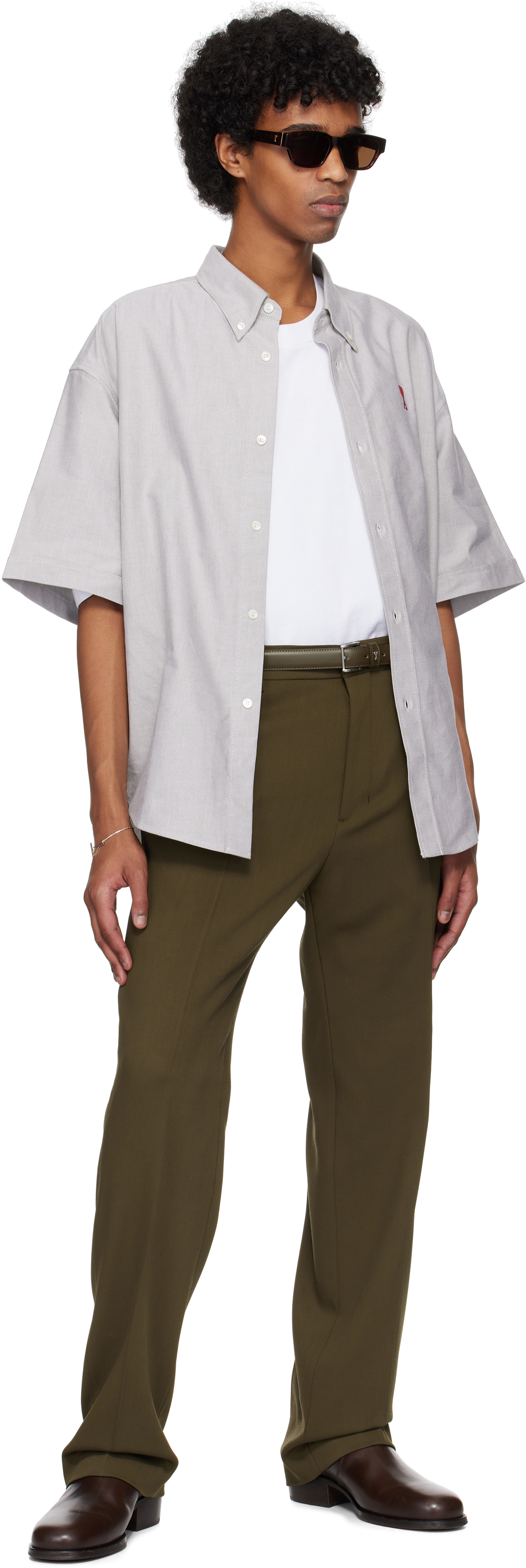 AMI Paris Khaki Leather Paris Paris Belt