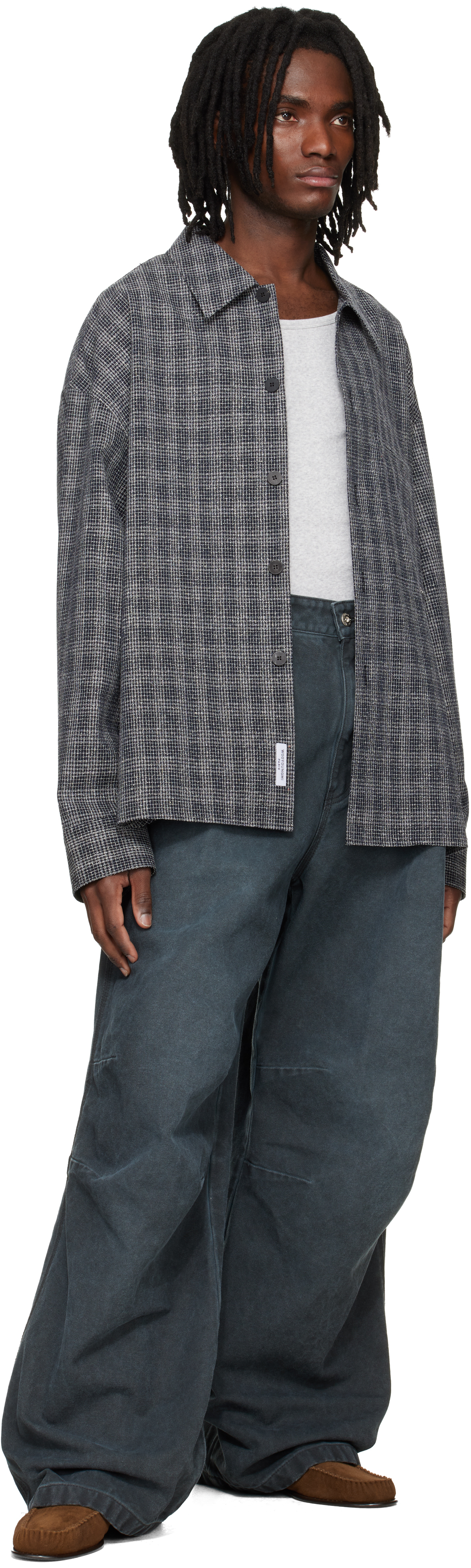 Gray 3D Wide Dyed Trousers