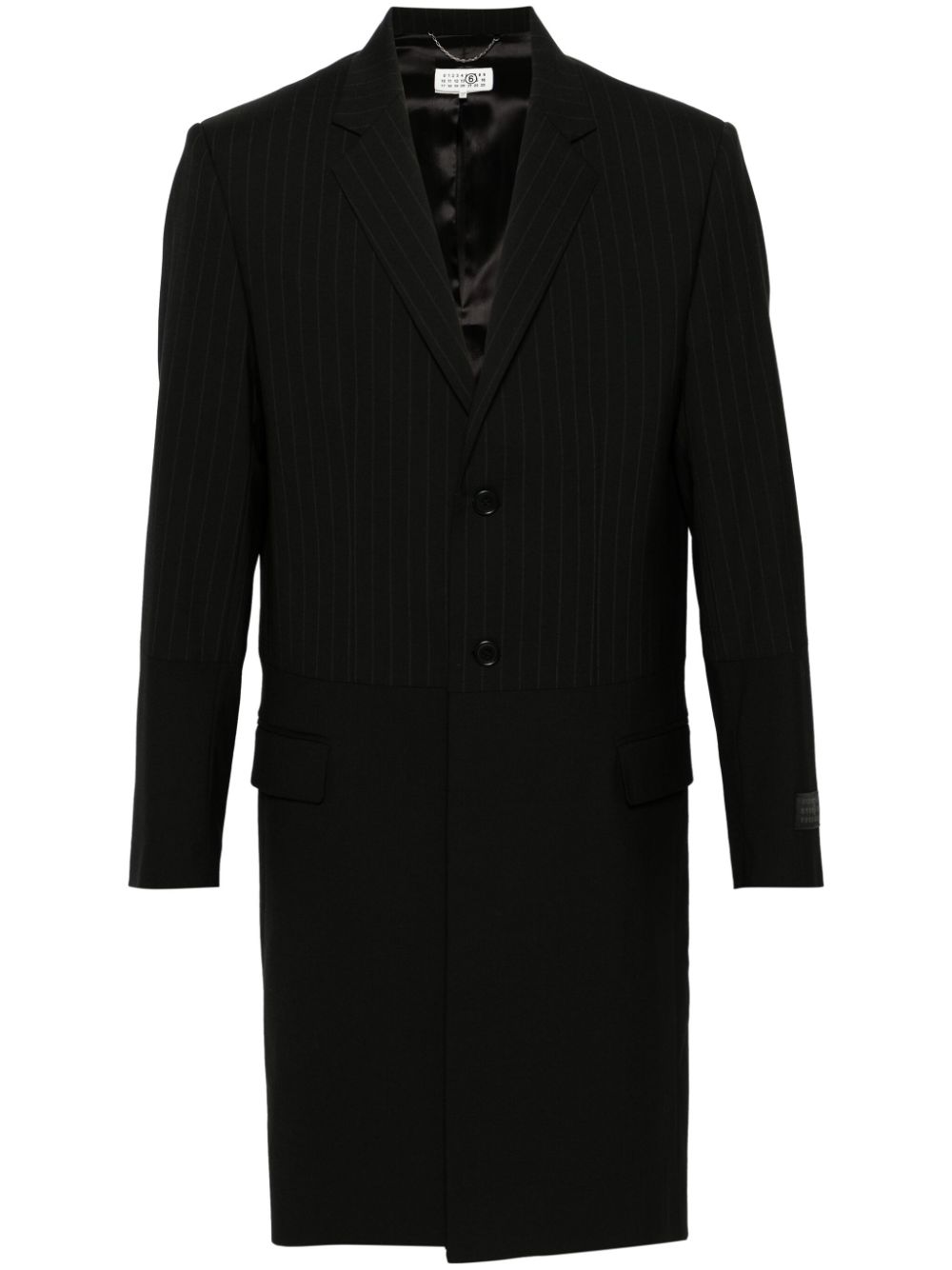 Panelled single-breasted coat - Black