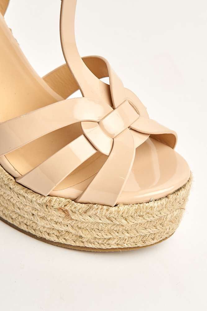 Miss Diva Women's Selene Anklestrap Open Toe Wedge Sandals in Nude