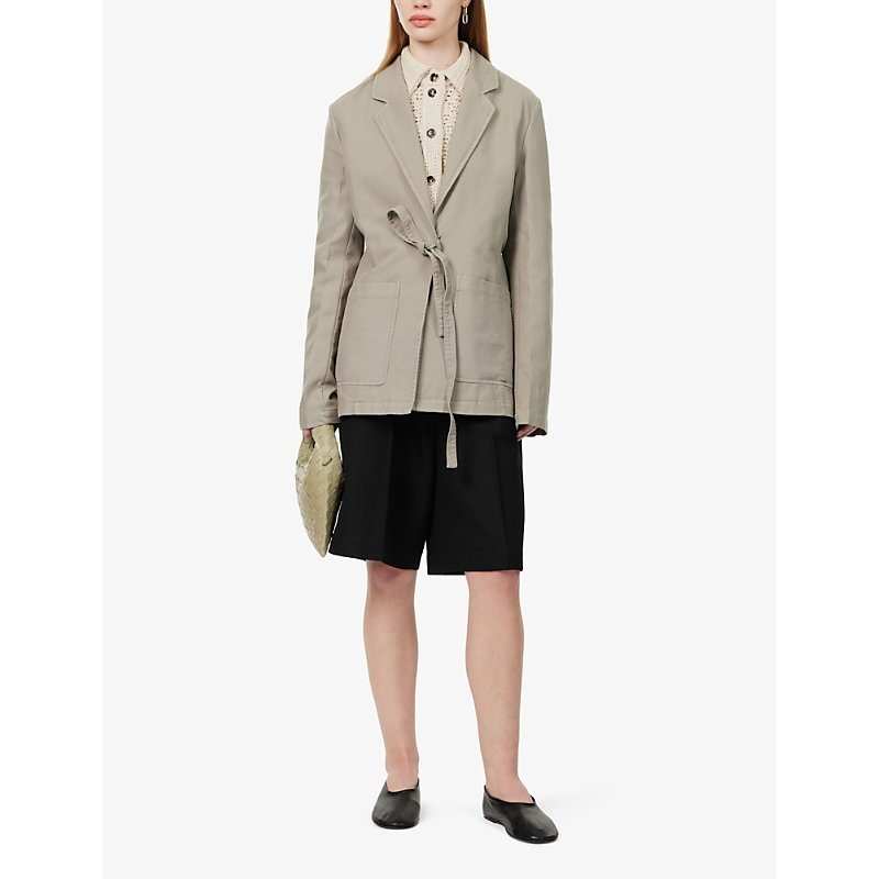 Womens Dove Tie-front Organic-cotton Blazer
