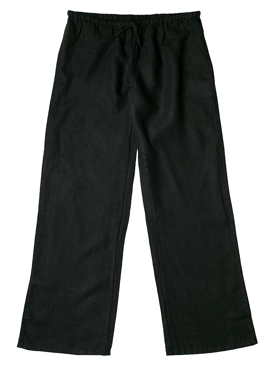 Women's Drawstring Linen Lounge Pants - Black