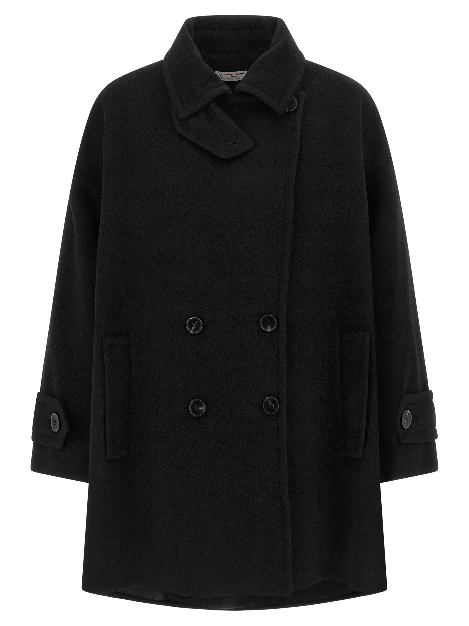 Double-Breasted Wool Coat — Black