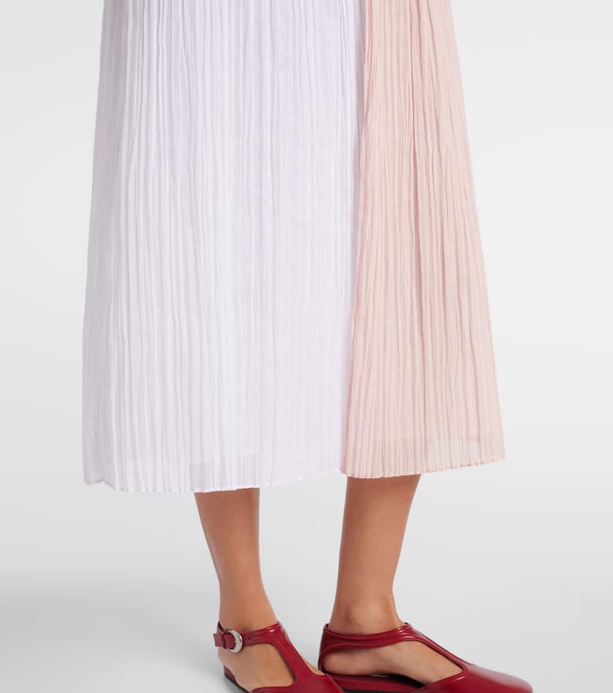 Pleated cotton organza muslin midi dress