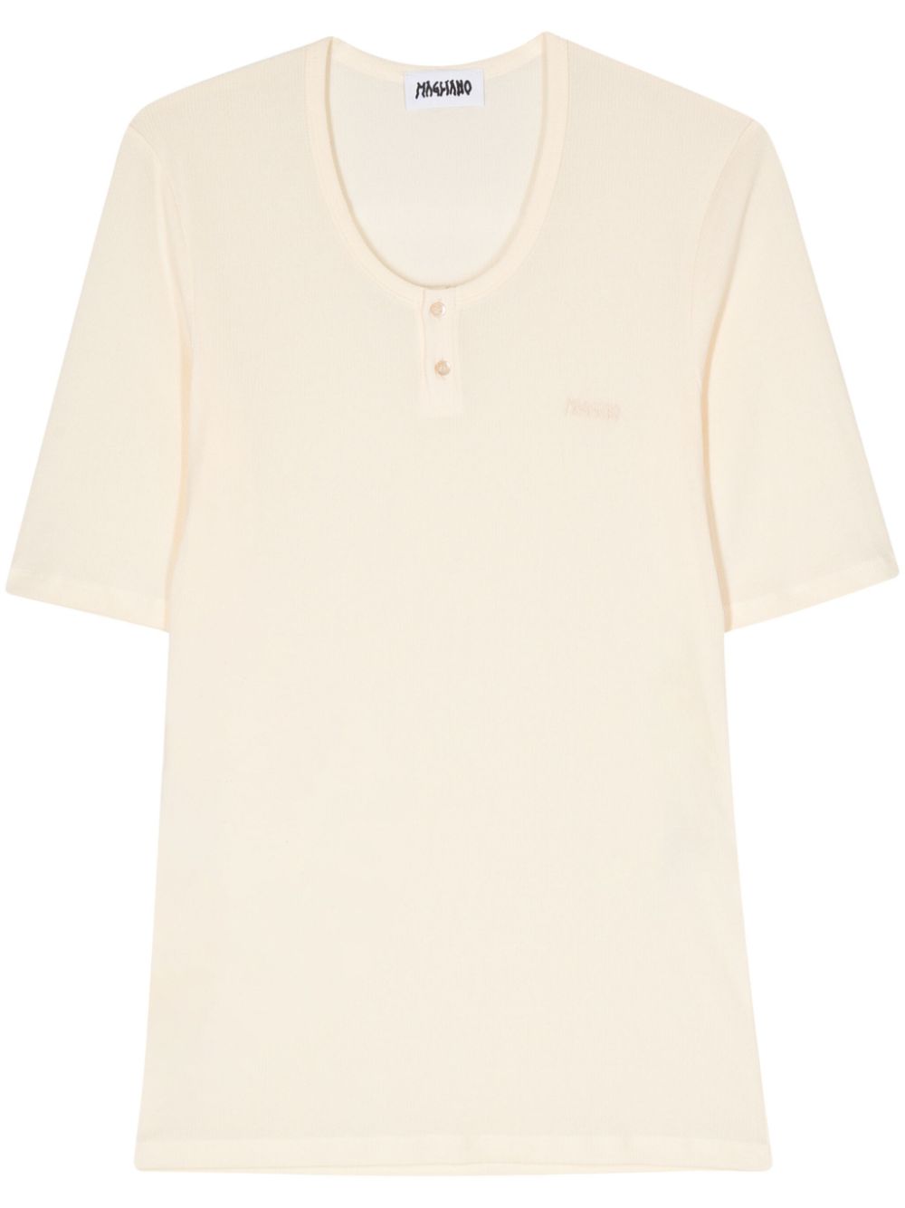 Embroidered-logo T-shirt - Yellow