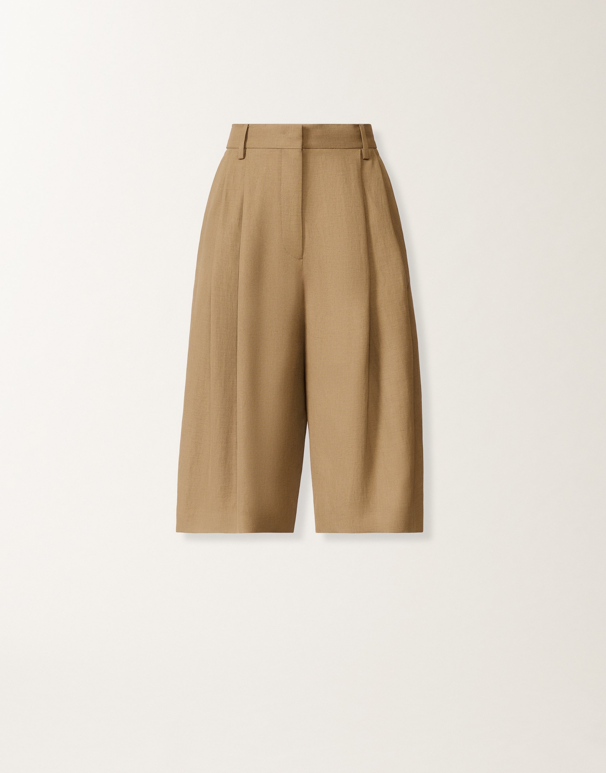 Fluid linen and viscose Bermuda shorts, mud