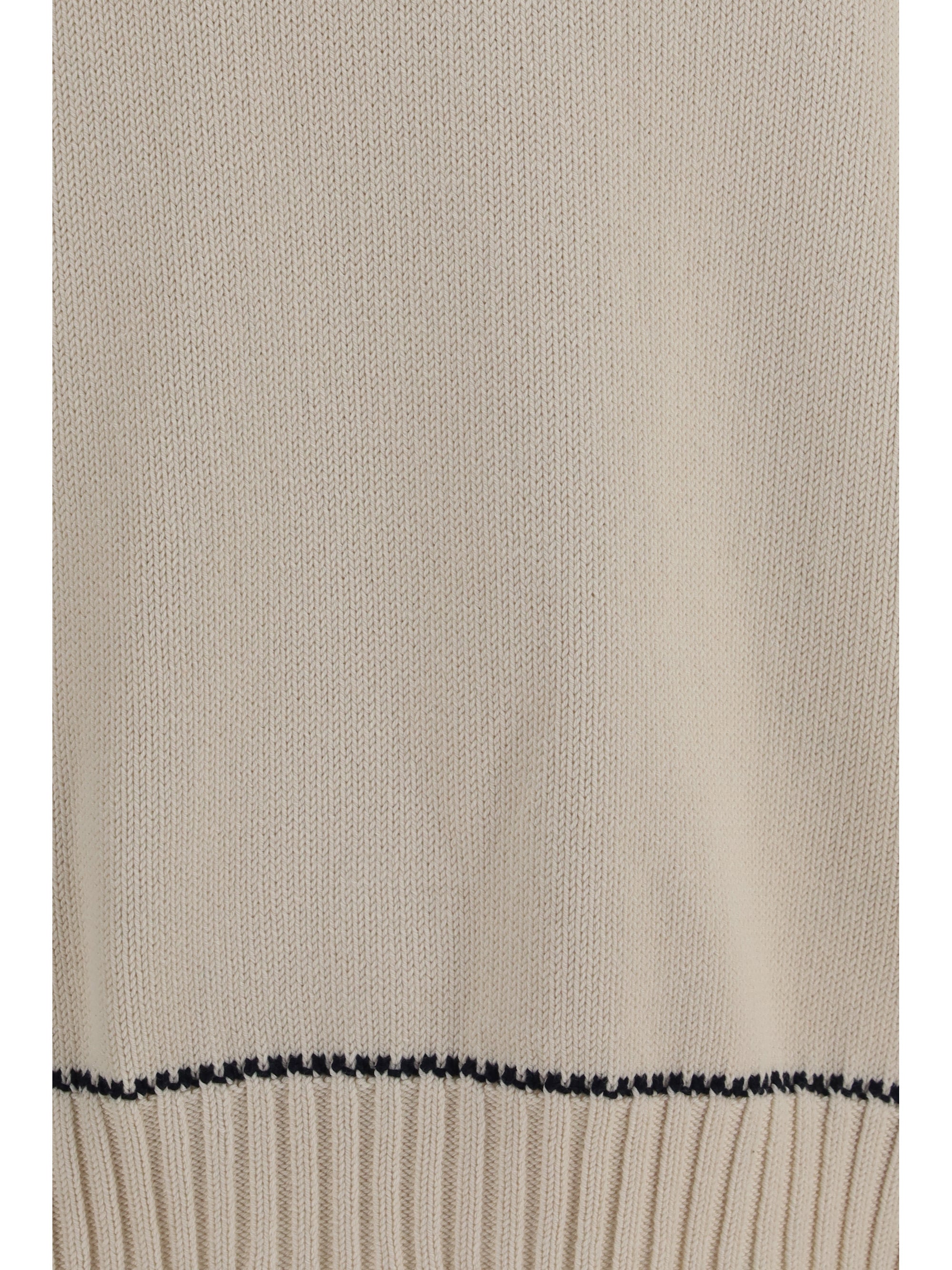 Cotton-knit polo Sweater — White