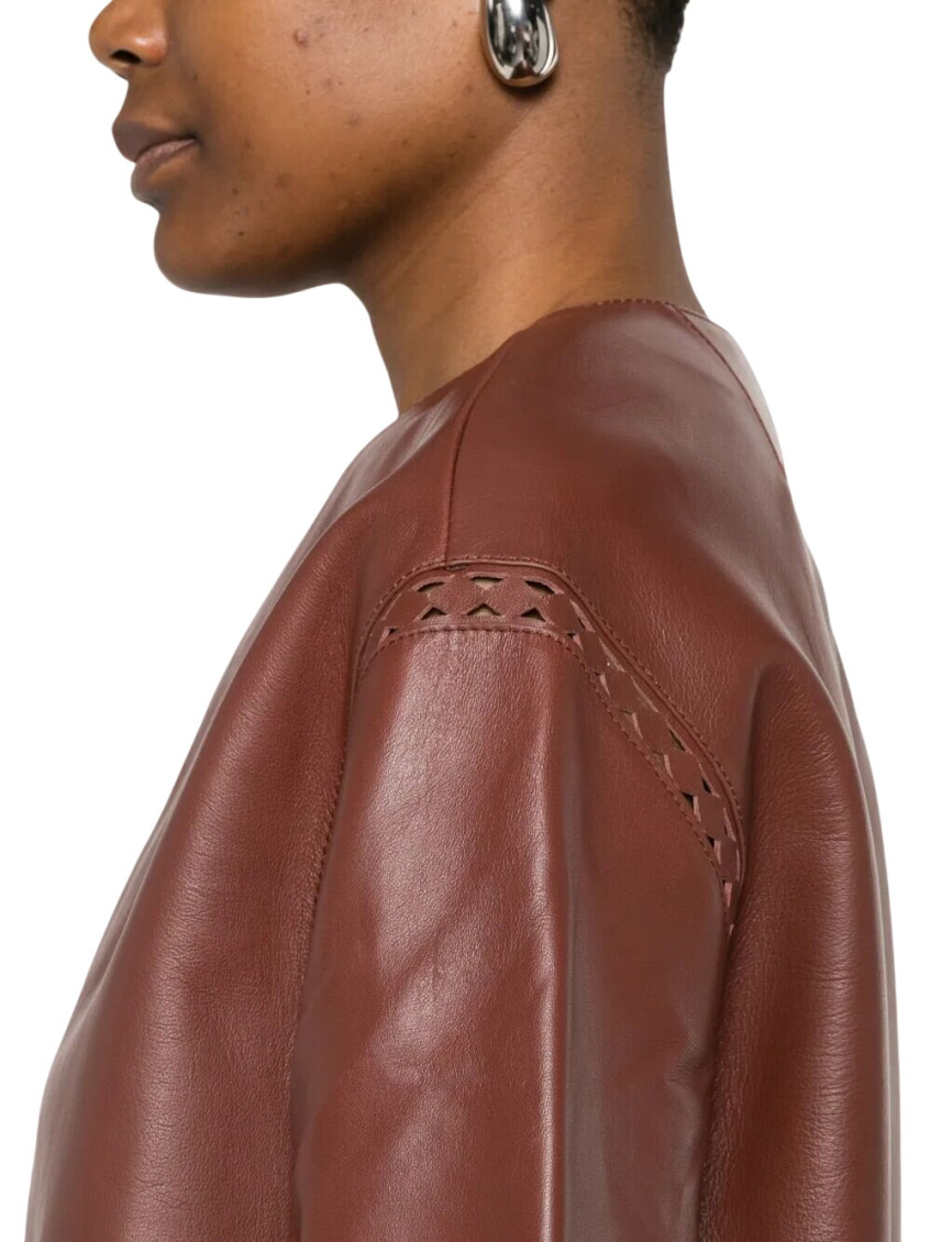 Brown Round Neck Jacket