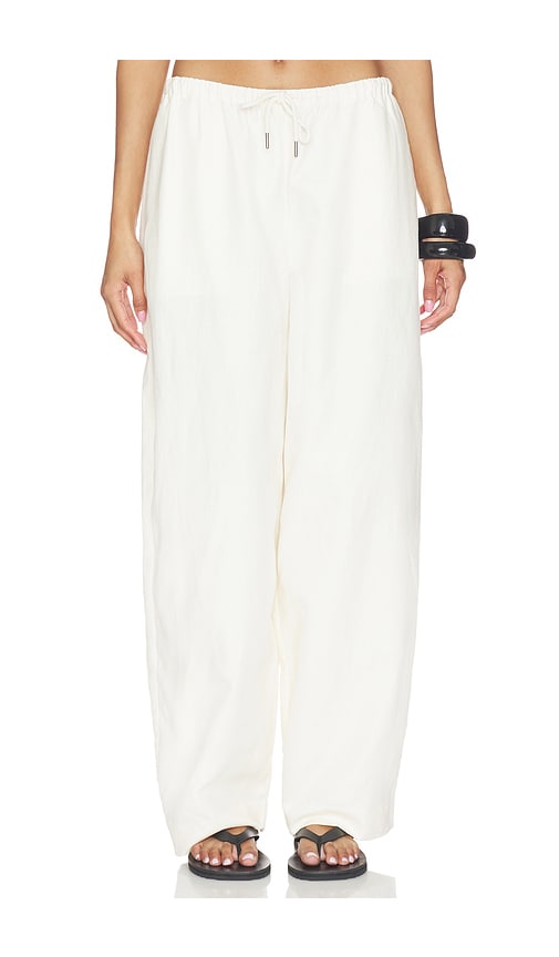 St. Agni Fine Drawstring Relaxed Pant in Ivory - Ivory. L also in M