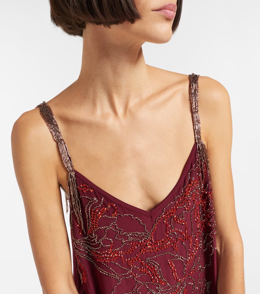 Beaded silk slip dress
