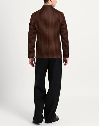 Man Blazer Chocolate brown Size 40 Virgin Wool, Linen, Silk, Elastane