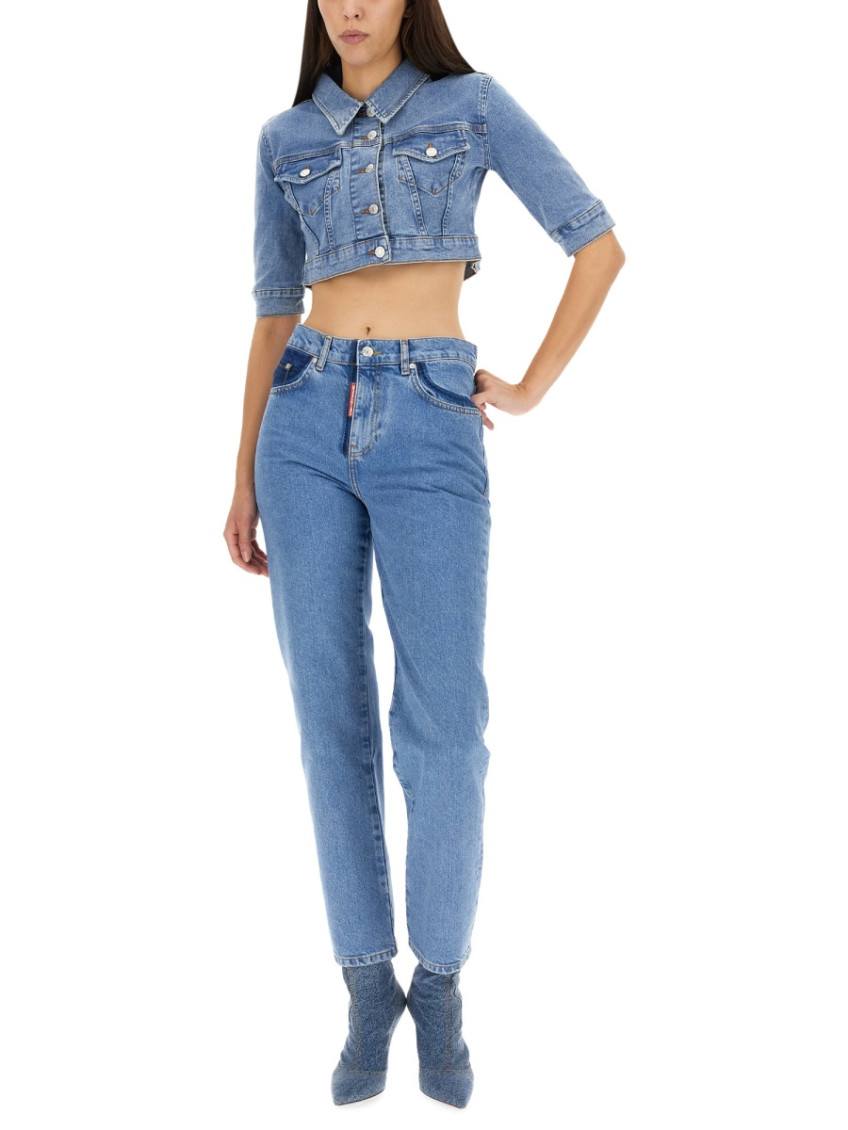 Blue Straight High Rise Jeans