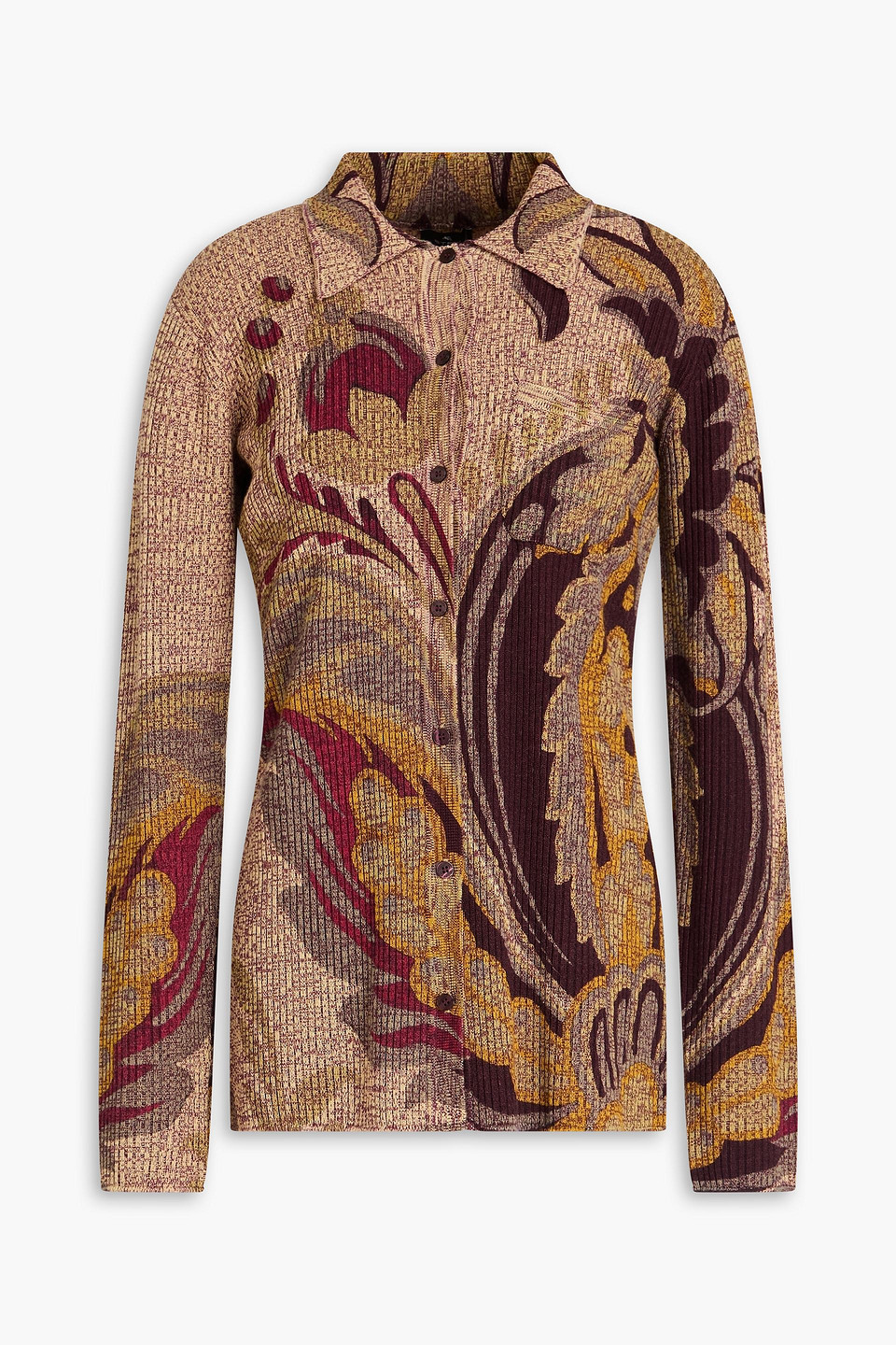 Intarsia wool shirt - Burgundy - IT 42