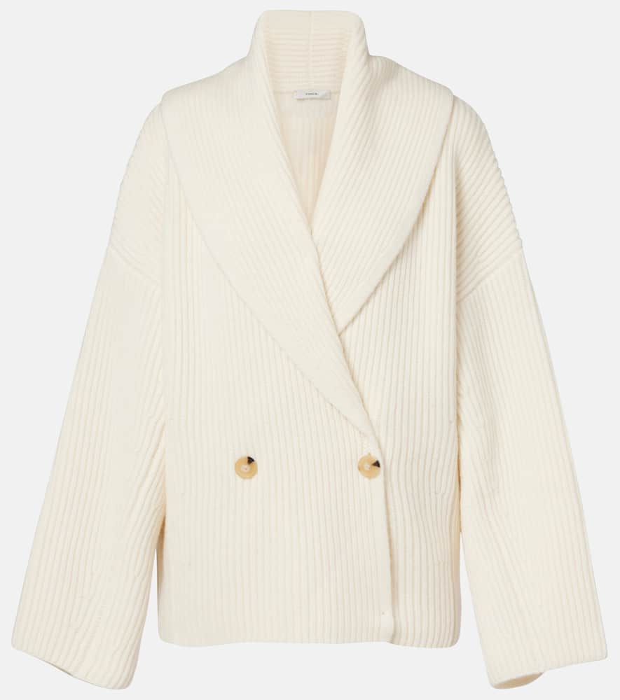 Ribbed-knit wool-blend jacket