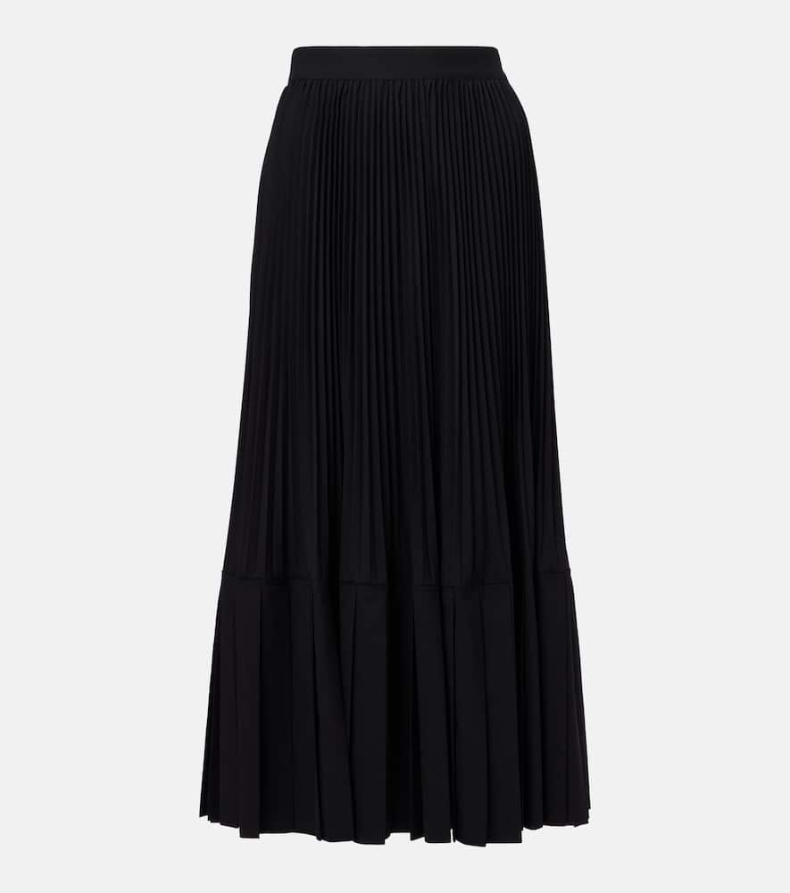 Plissé wool-blend maxi skirt