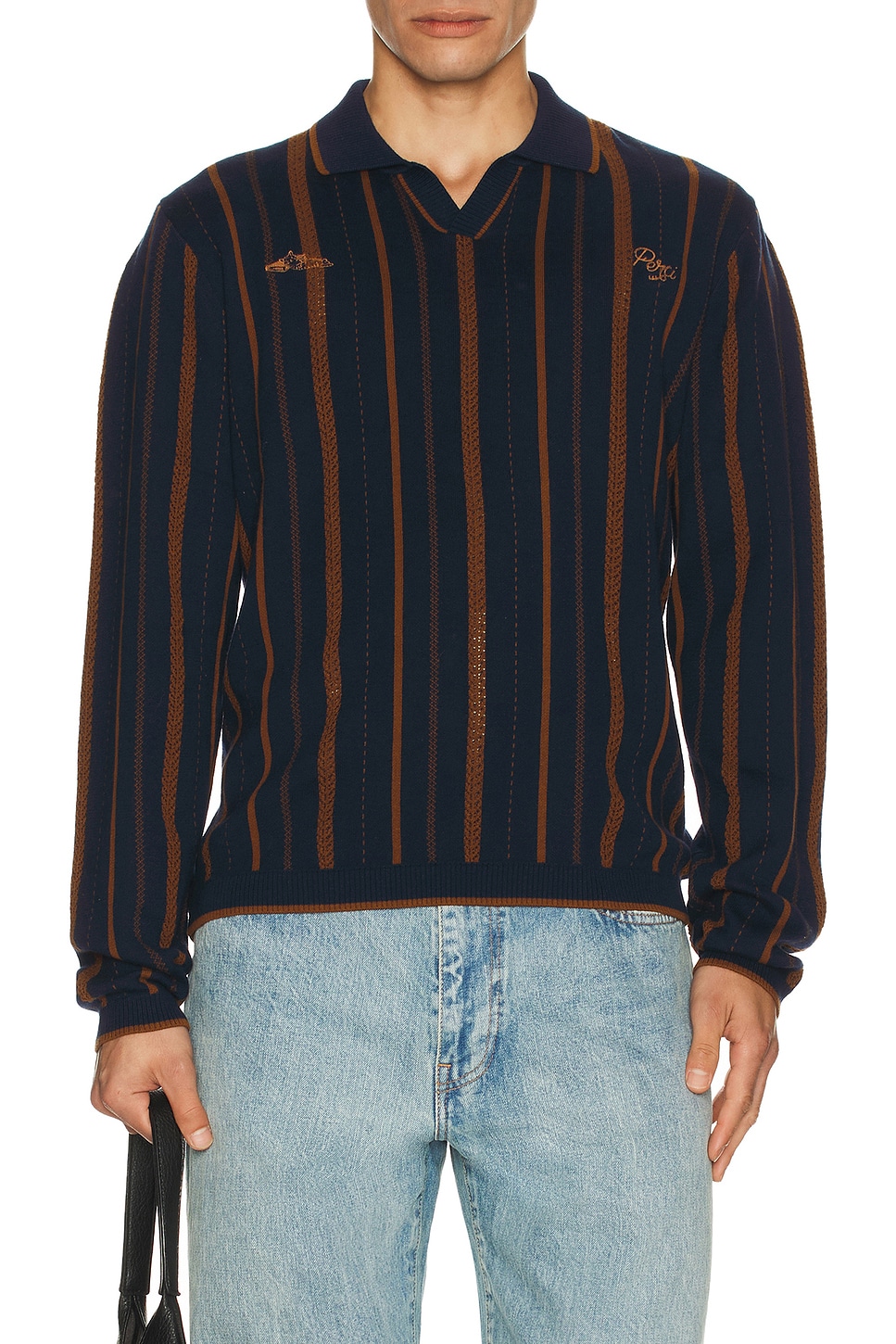 Percival Citation Knitted Football Shirt in Navy - Navy. XL/1X also in L