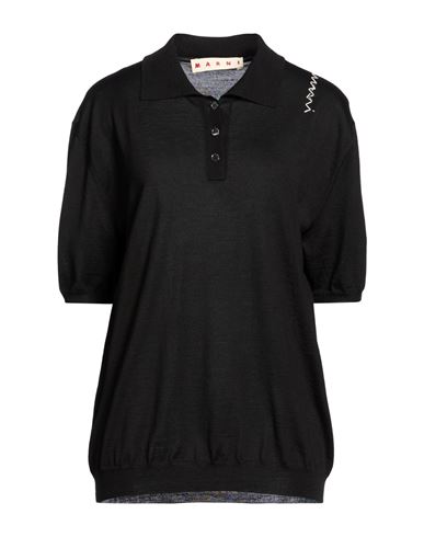 Woman Polo shirt Black Size 0 Virgin Wool, Silk