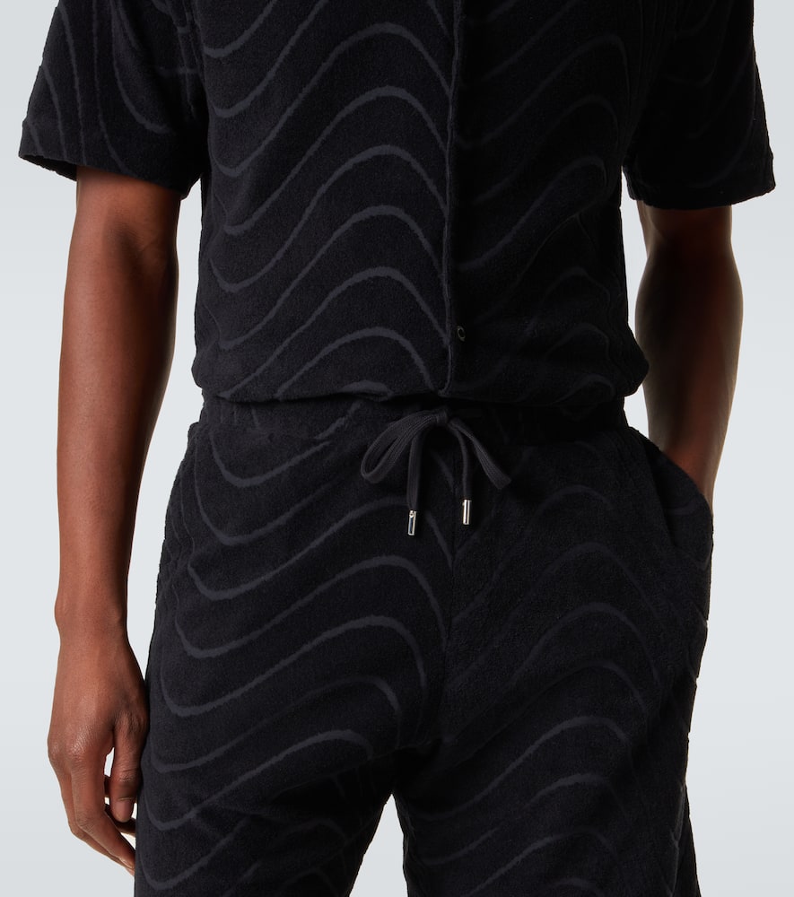 Embroidered cotton-blend terry shorts