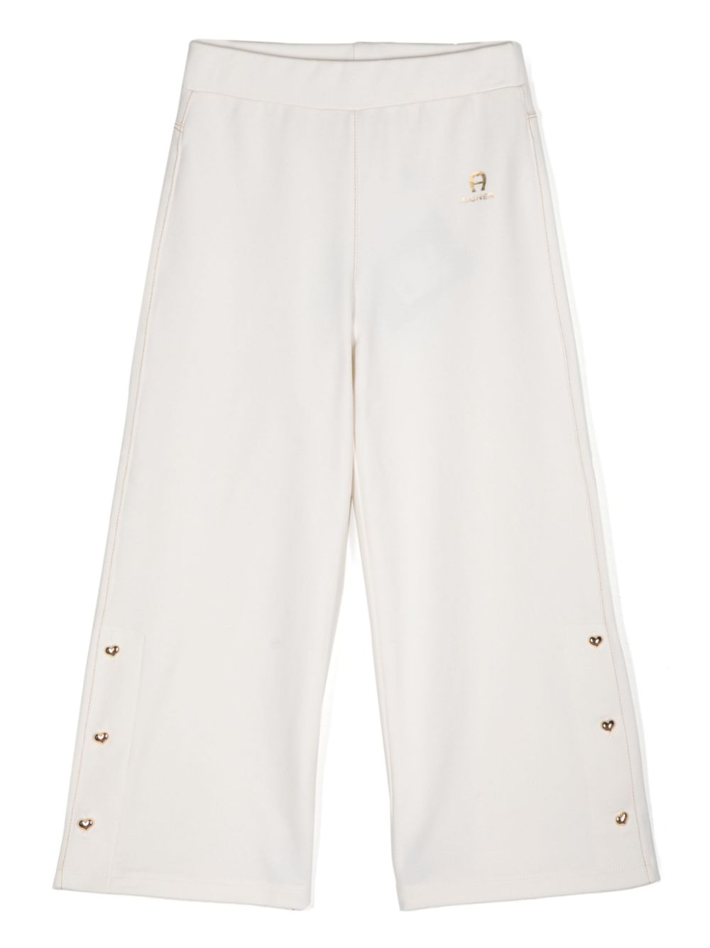 Heart-button jersey sweatpants - Neutrals