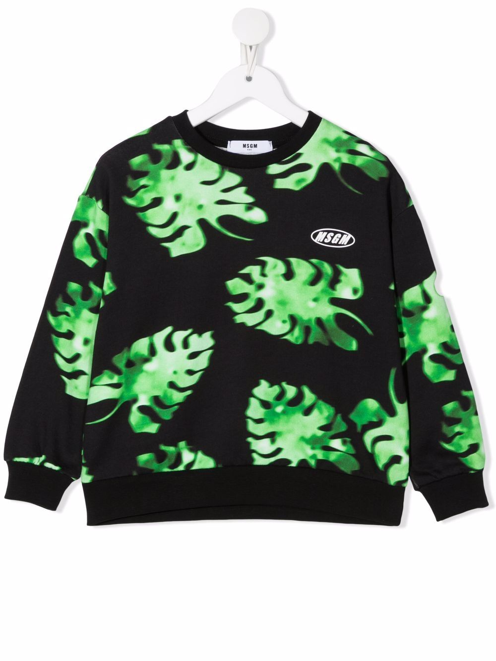 Leaf-print cotton sweatshirt - Green