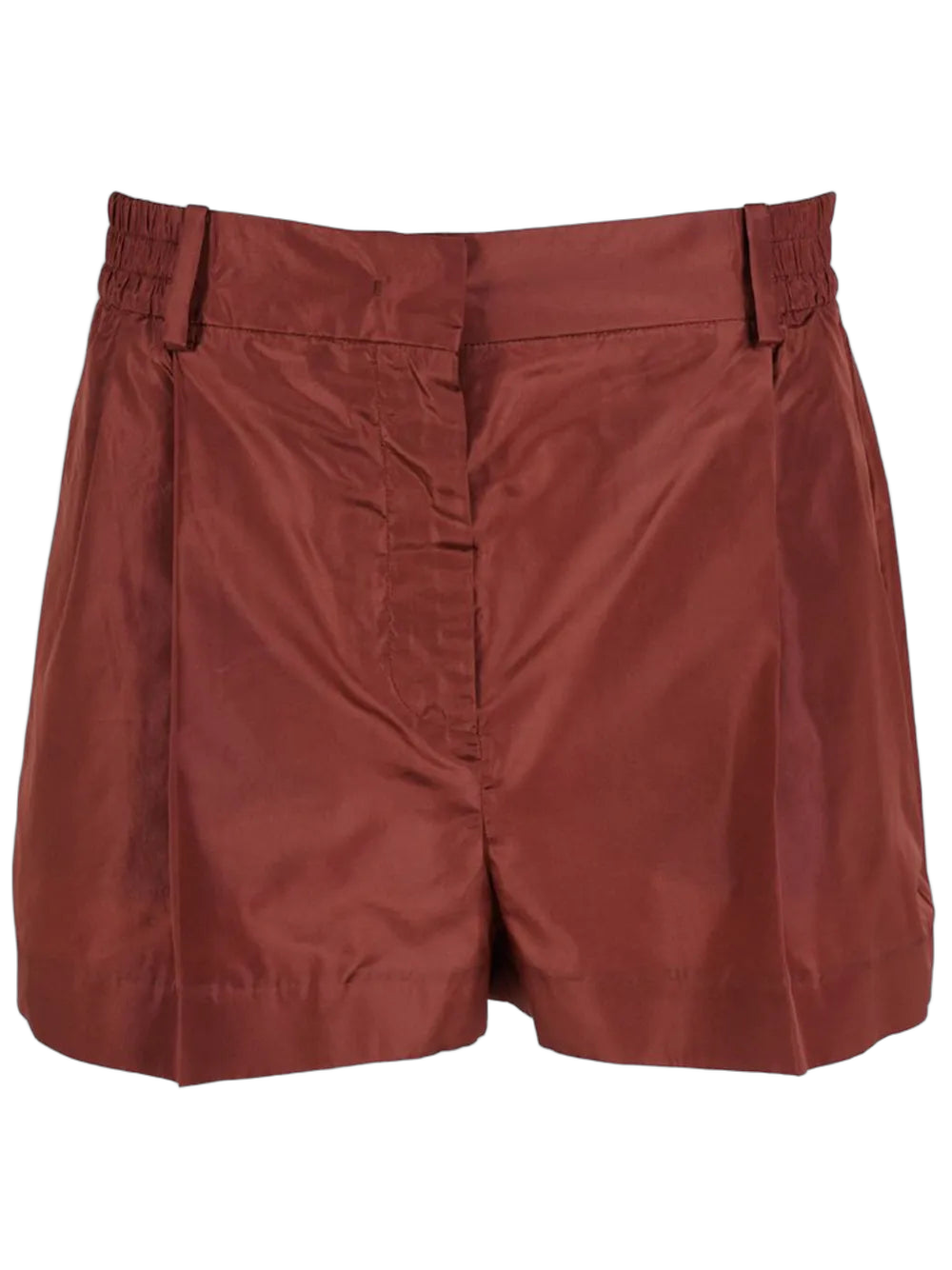 Pressed-Crease Tailored Shorts — Brown