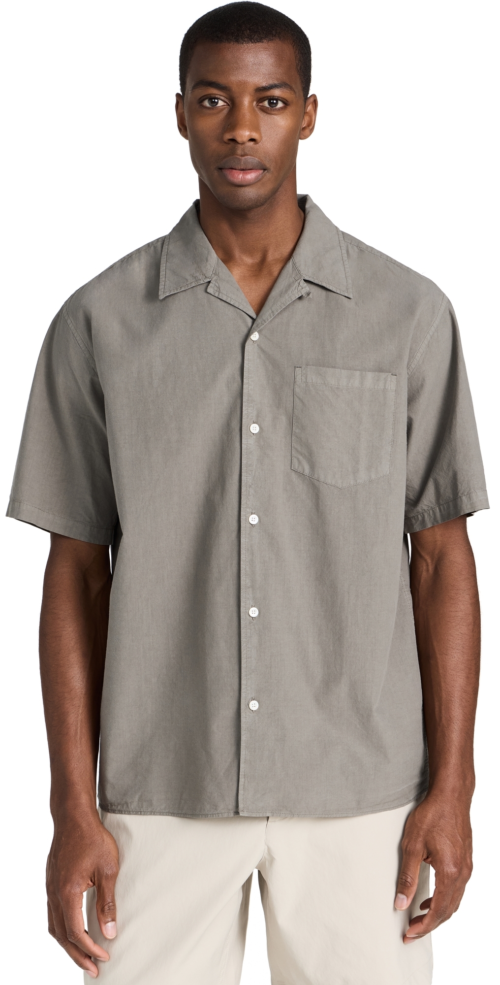 Carsten Cotton Tencel Shirt Mid Khaki