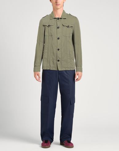 Patrizio Piscaglia Man Shirt Military green Size 38 Cotton, Linen, Lyocell