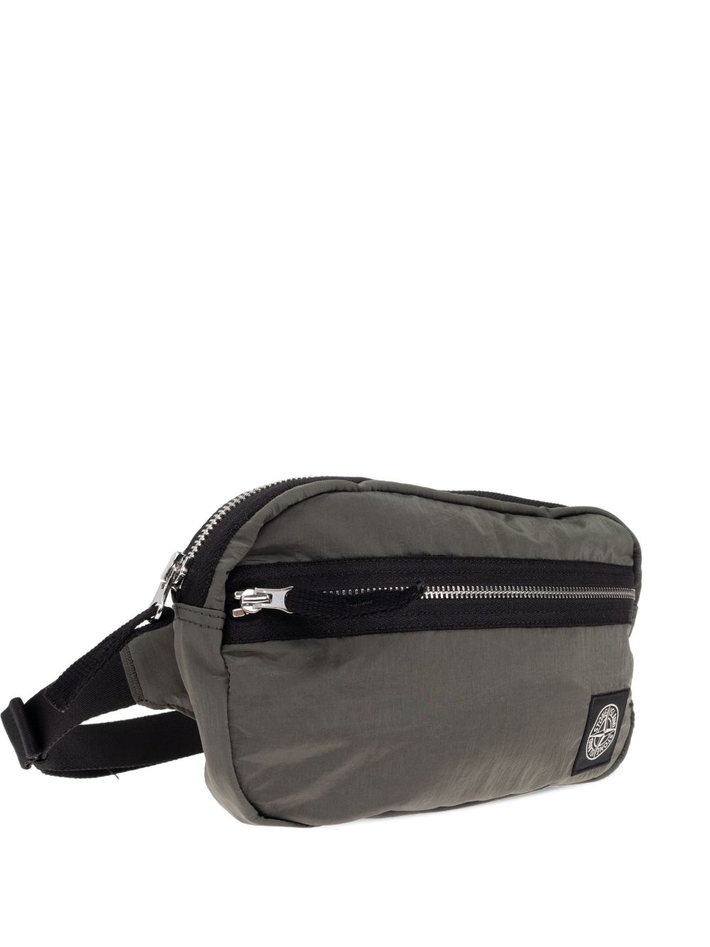 Zip-fastening logo-patch belt bag - Green