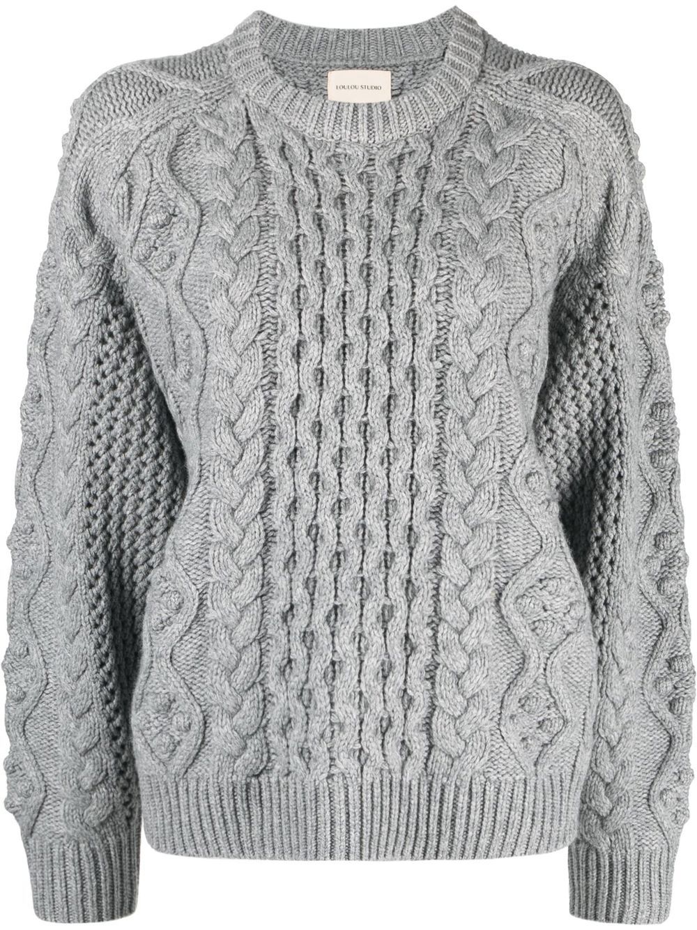 Chunky-knit long-sleeve jumper - Grey